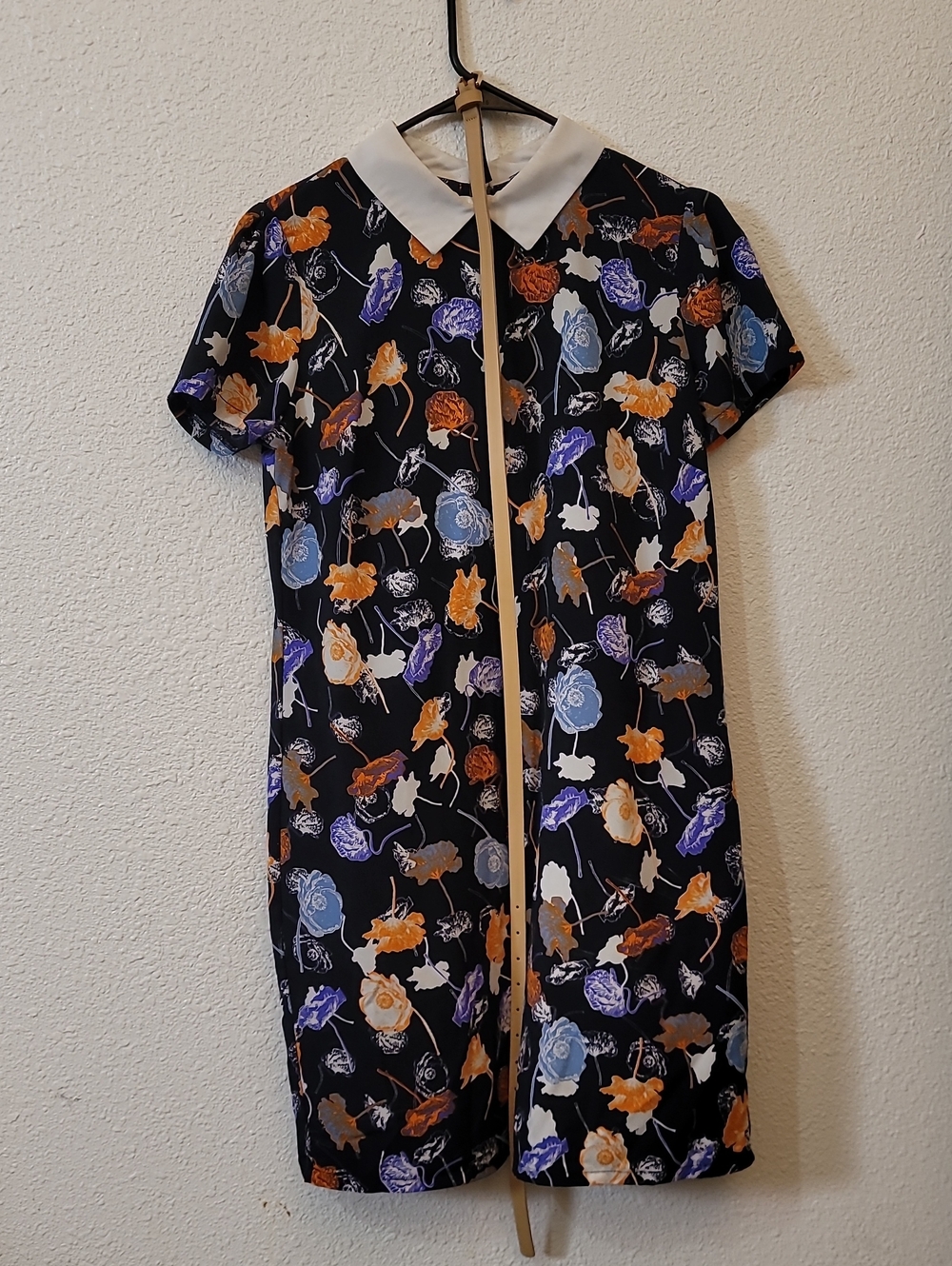 Atmosphere Black Floral Shift Dress with White Collar